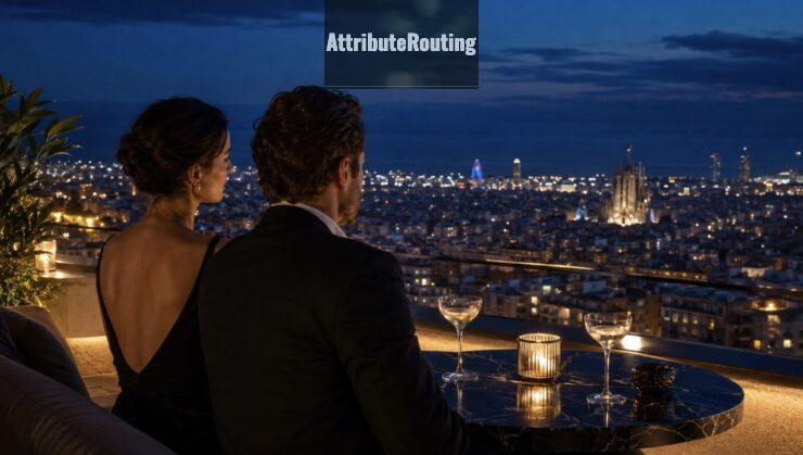 Pareja disfrutando de una noche exclusiva en Barcelona